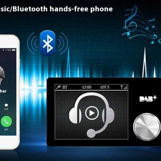 28-inch Car European DAB Digital Broadcasting Color Screen Receiver Bluetooth Hands-free FM Forwarding Aux Output