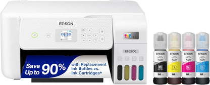 Ecotank ET-2800 Wireless Color All-In-One Cartridge-Free Supertank with Scan and Copy, the Ideal Basic Home Printer - Black