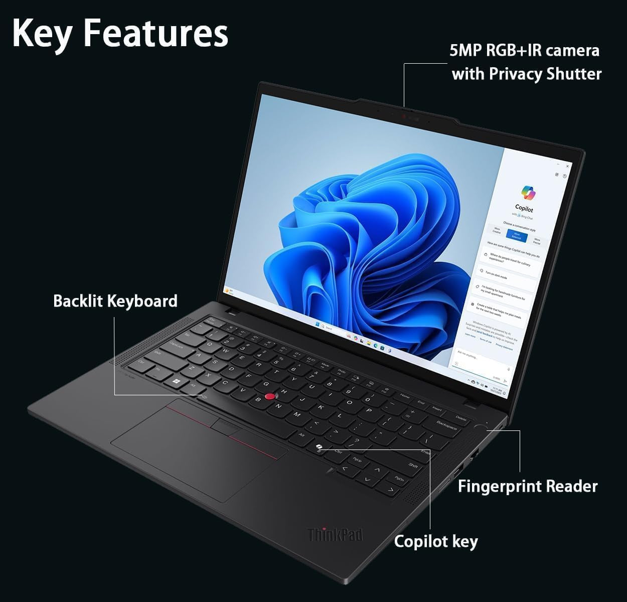 Thinkpad T14 Gen 6 Business Laptop 14" FHD+ IPS, Intel Ultra 7 255U, 64GB DDR5 RAM, 2TB SSD, 5MP Webcam, Fingerprint, Backlit, Wi-Fi 6E, 2 Thunderbolt 4, AI PC, W11P