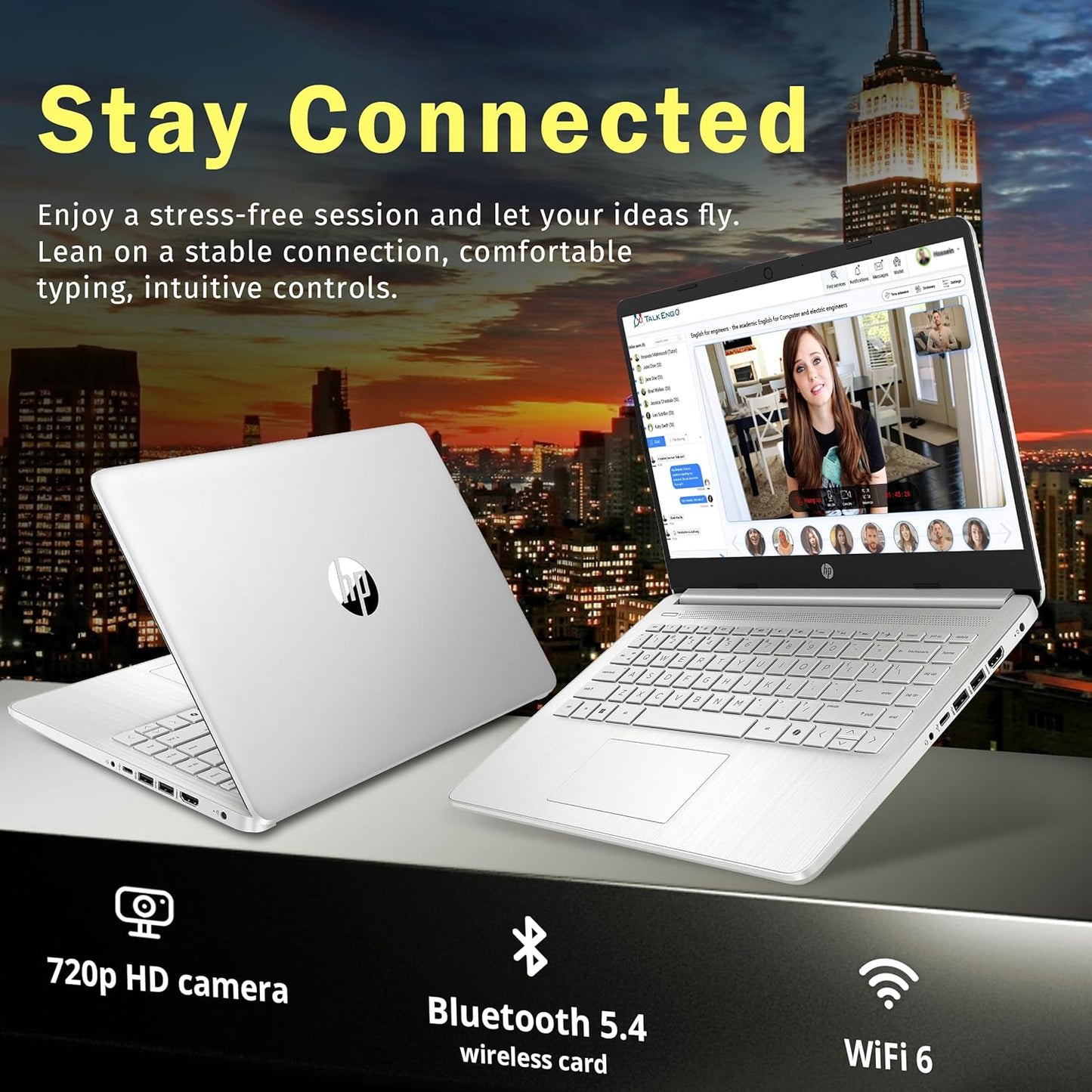Stream 14" HD Brightview Laptop, Intel Celeron N150, 16GB RAM, 288GB Storage (128GB Emmc + 160GB Docking Station Set), Intel UHD Graphics, 720P Webcam, Wi-Fi, 1 Year Office 365, Win 11 S, Silver