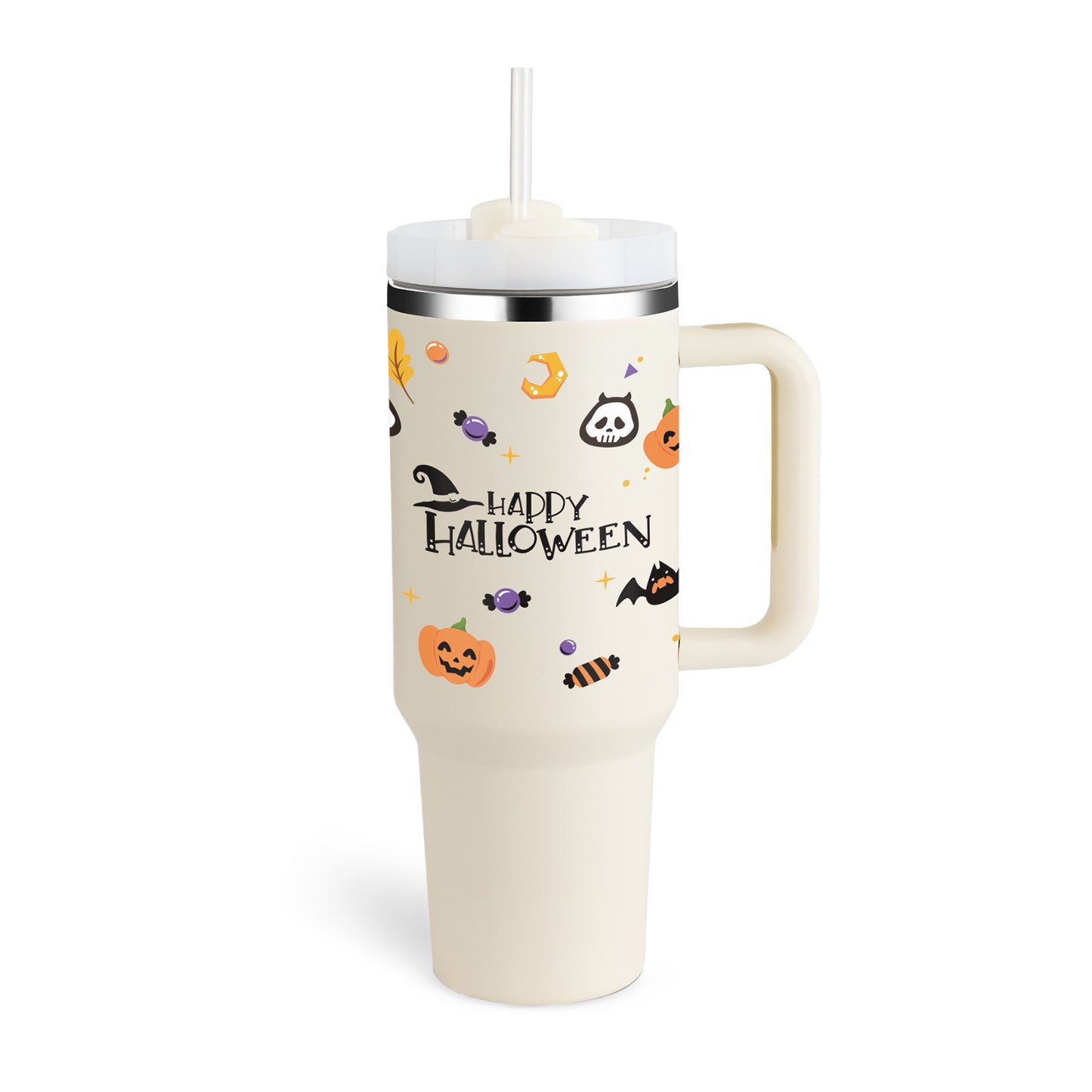 40 Oz Insulated Tumbler with Handle & Straw