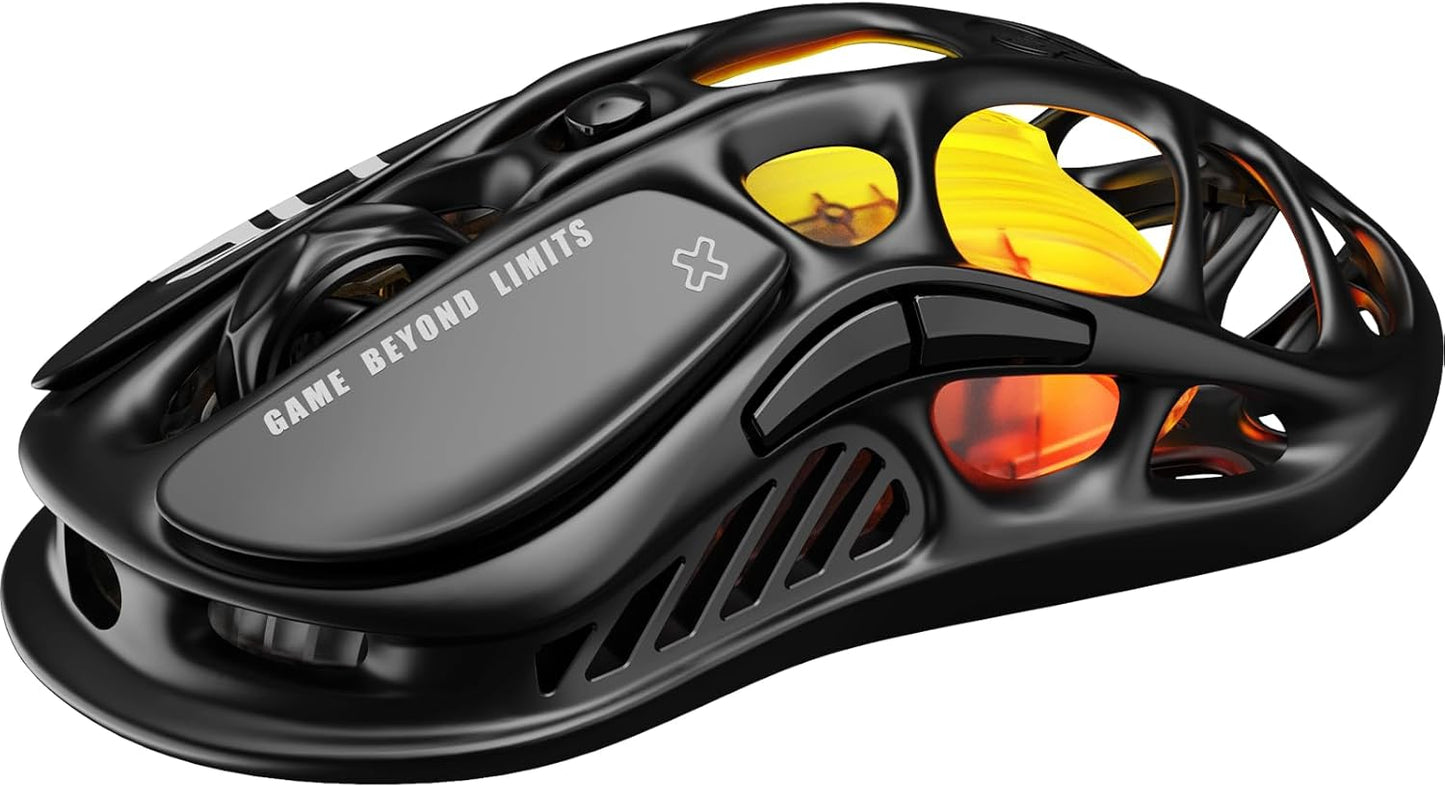 Mercury M2 Wireless Gaming Mouse with 26,000 DPI, PAW3395DM Sensor -79G Lightweight Hollowed-Out Design -5 Programmable Buttons -5 Dynamic Lightsync RGB