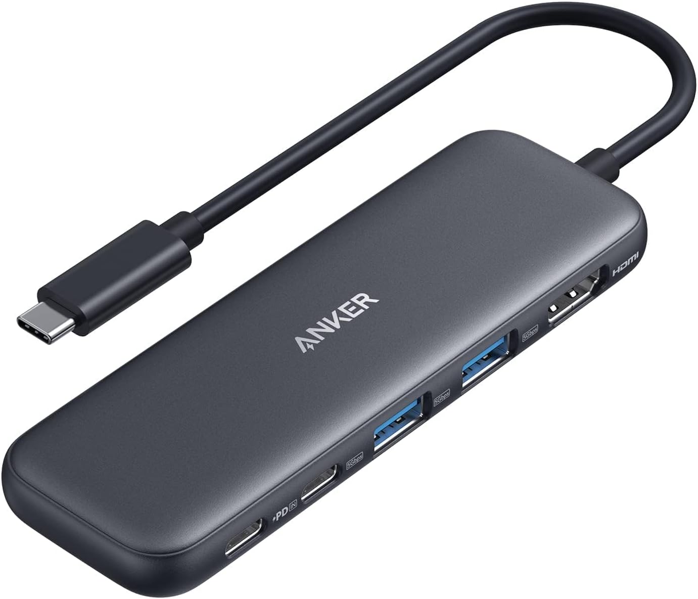 USB C Hub, 5-In-1 USBC to HDMI Splitter with 4K Display, 1 X Powered USB-C 5Gbps & 2×Powered USB-A 3.0 5Gbps Data Ports for Macbook Pro, Macbook Air, Dell and More
