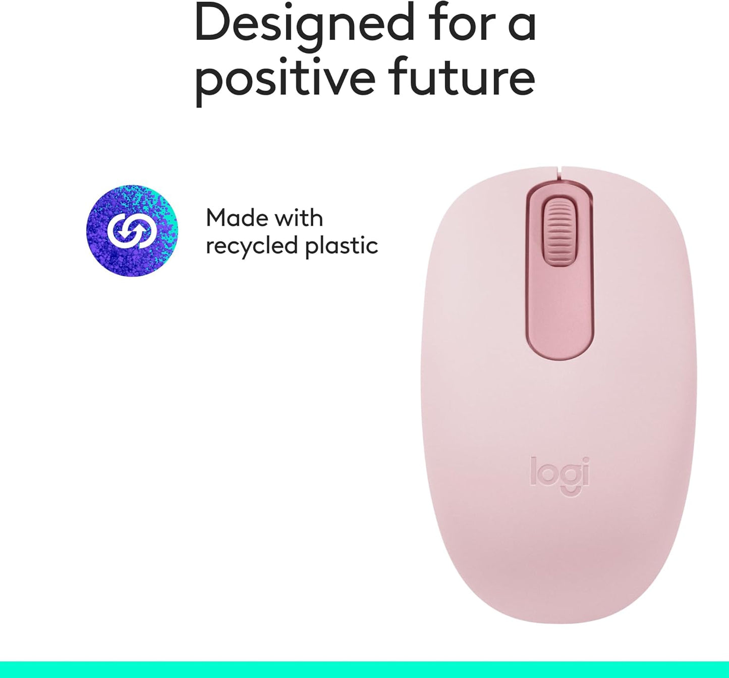 M196 Bluetooth Wireless Mouse, Compact and Portable Mouse for Laptops, Tablets and More, 12-Month Battery, Smooth Tracking, Compatible with PC and Mac, Windows and Macos - Rose