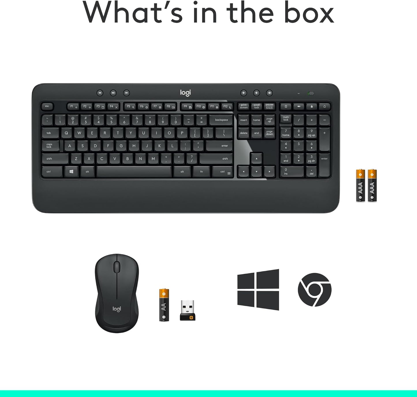 MK540 Advanced Wireless Keyboard and Mouse Combo for Windows, 2.4 Ghz Unifying Usb-Receiver, Multimedia Hotkeys, 3-Year Battery Life, for PC, Laptop