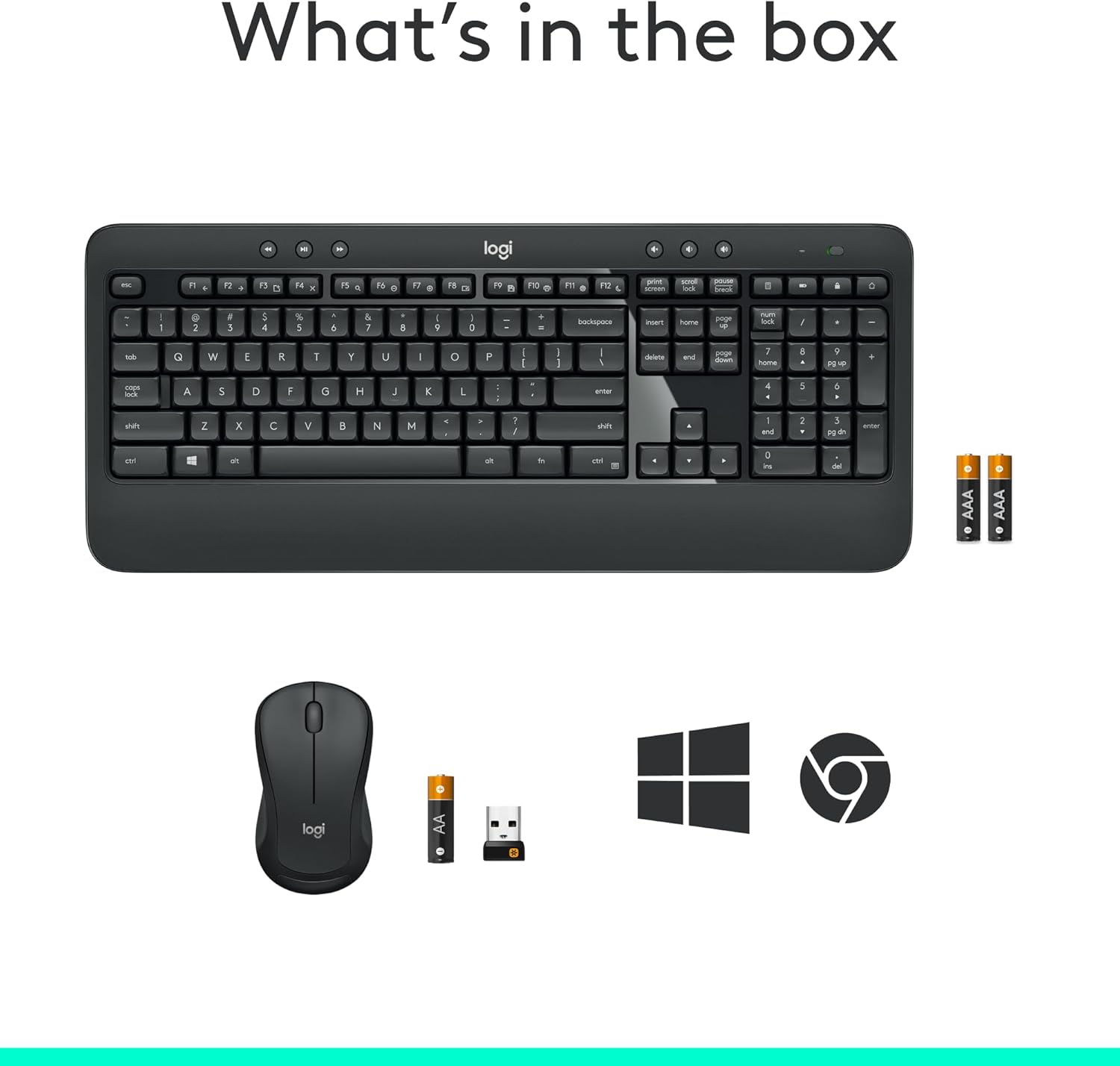 MK540 Advanced Wireless Keyboard and Mouse Combo for Windows, 2.4 Ghz Unifying Usb-Receiver, Multimedia Hotkeys, 3-Year Battery Life, for PC, Laptop