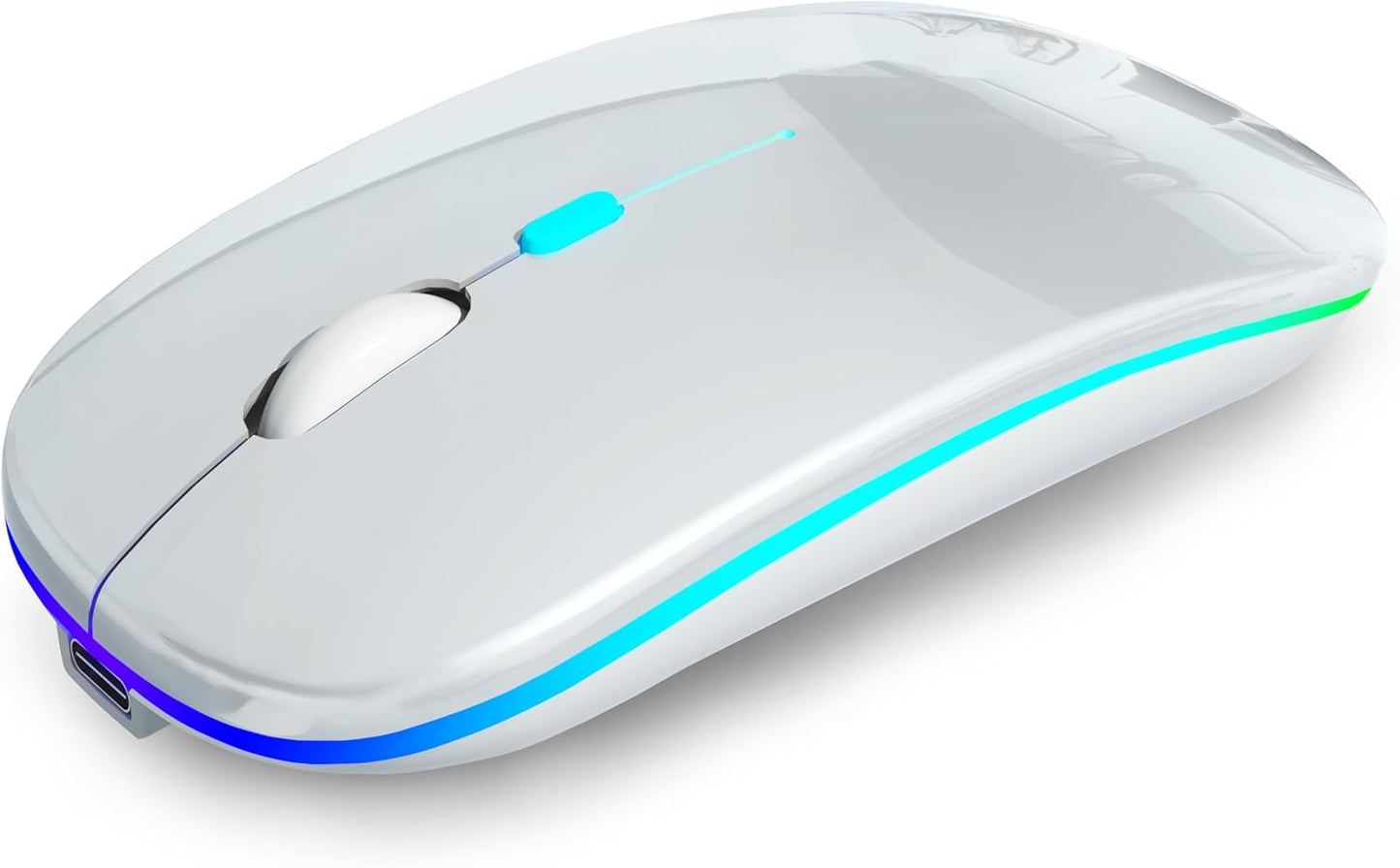 Wireless Bluetooth Mouse Rechargeable Laptop Mice with LED Use Portable(Bt5.2 and USB 2.4G) Dual Mode Connection Silent Slim Computer Mouse for Laptop/Ipad Tablet/Apple Macbook/Pc (Black)