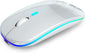Wireless Bluetooth Mouse Rechargeable Laptop Mice with LED Use Portable(Bt5.2 and USB 2.4G) Dual Mode Connection Silent Slim Computer Mouse for Laptop/Ipad Tablet/Apple Macbook/Pc (Black)