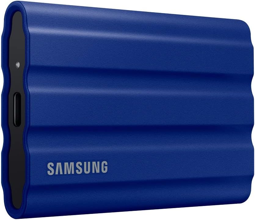 T7 Shield 2TB Portable SSD, USB 3.2 Gen2, Rugged, IP65 Rated, for Photographers, Content Creators and Gaming, External Solid State Drive (MU-PE2T0R/AM, 2022), Blue