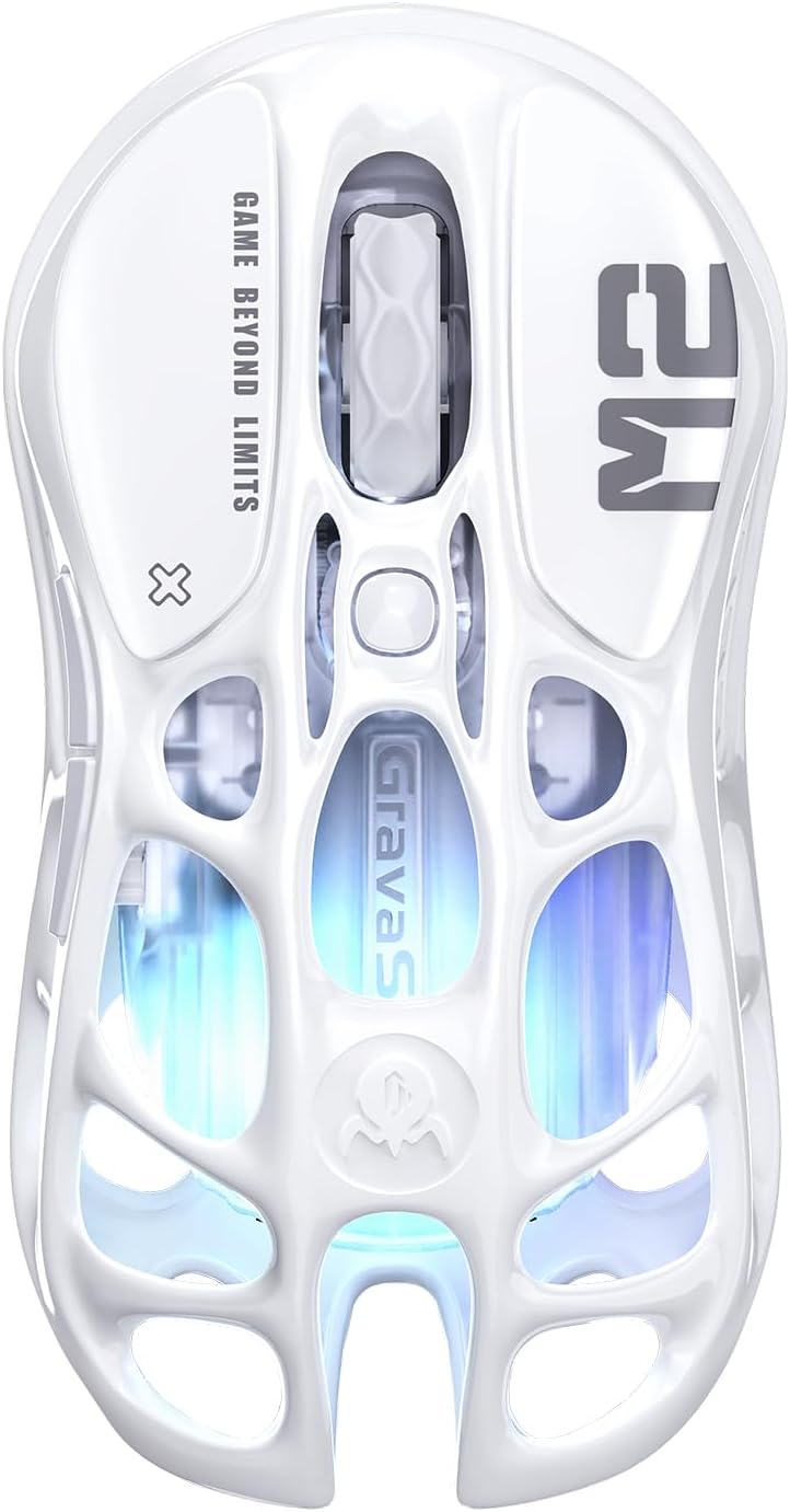 Mercury M2 Wireless Gaming Mouse with 26,000 DPI, PAW3395DM Sensor -79G Lightweight Hollowed-Out Design -5 Programmable Buttons -5 Dynamic Lightsync RGB