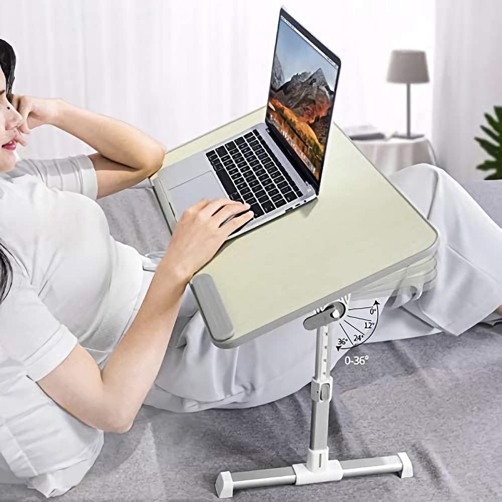 Adjustable Tray Table Lap Desk Fits up to 17-Inch Laptop, Medium, 12"X20", Cream