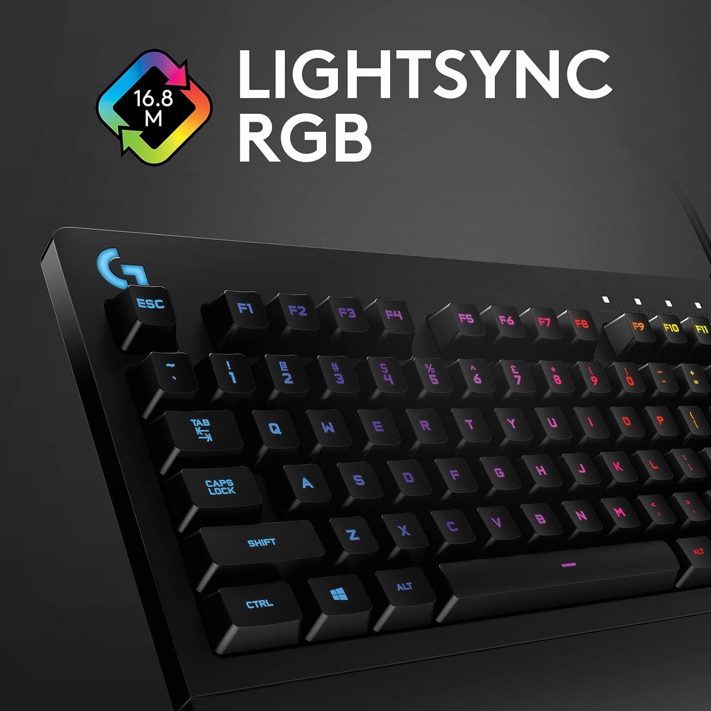 213 Prodigy Gaming Keyboard - Wired RGB Backlit Keyboard with Mech-Dome Keys, Palm Rest, Adjustable Feet, Media Controls, USB, Compatible with Windows – Black