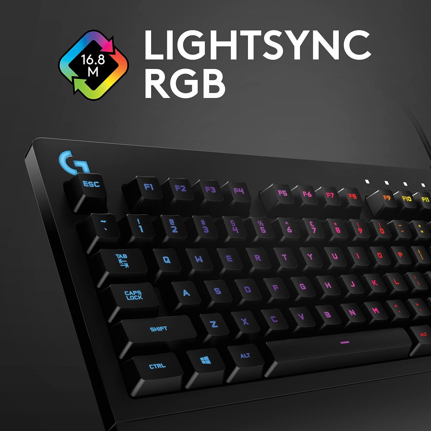 213 Prodigy Gaming Keyboard - Wired RGB Backlit Keyboard with Mech-Dome Keys, Palm Rest, Adjustable Feet, Media Controls, USB, Compatible with Windows – Black