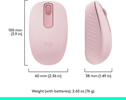 M196 Bluetooth Wireless Mouse, Compact and Portable Mouse for Laptops, Tablets and More, 12-Month Battery, Smooth Tracking, Compatible with PC and Mac, Windows and Macos - Rose