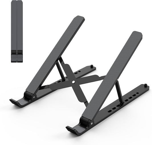 Laptop Stand for Desk, Adjustable Laptop Riser Abs+Silicone Foldable Portable Notebook Holder, Ventilated Cooling Notebook Mount Computer Stand for 10-15.6” Laptops,Tablets-Black