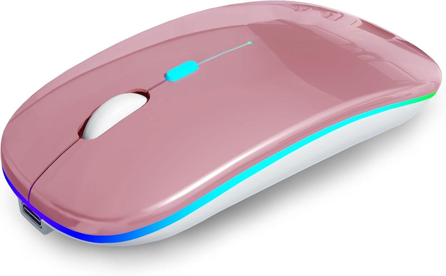 Wireless Bluetooth Mouse Rechargeable Laptop Mice with LED Use Portable(Bt5.2 and USB 2.4G) Dual Mode Connection Silent Slim Computer Mouse for Laptop/Ipad Tablet/Apple Macbook/Pc (Black)