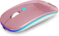 Wireless Bluetooth Mouse Rechargeable Laptop Mice with LED Use Portable(Bt5.2 and USB 2.4G) Dual Mode Connection Silent Slim Computer Mouse for Laptop/Ipad Tablet/Apple Macbook/Pc (Black)
