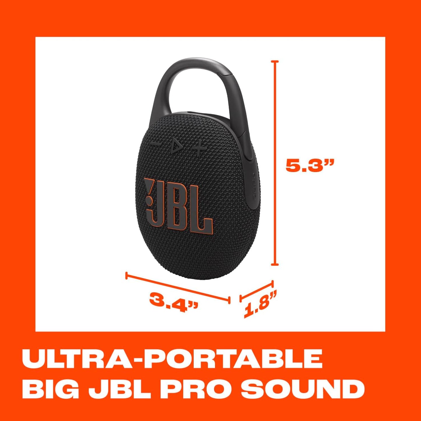 Clip 5 - Ultra-Portable, Waterproof & Dustproof Bluetooth Speaker, Big  Pro Sound with Punchy Bass, Integrated Carabiner, up to 12 Hours of Play, Made in Part with Recycled Materials (Black)