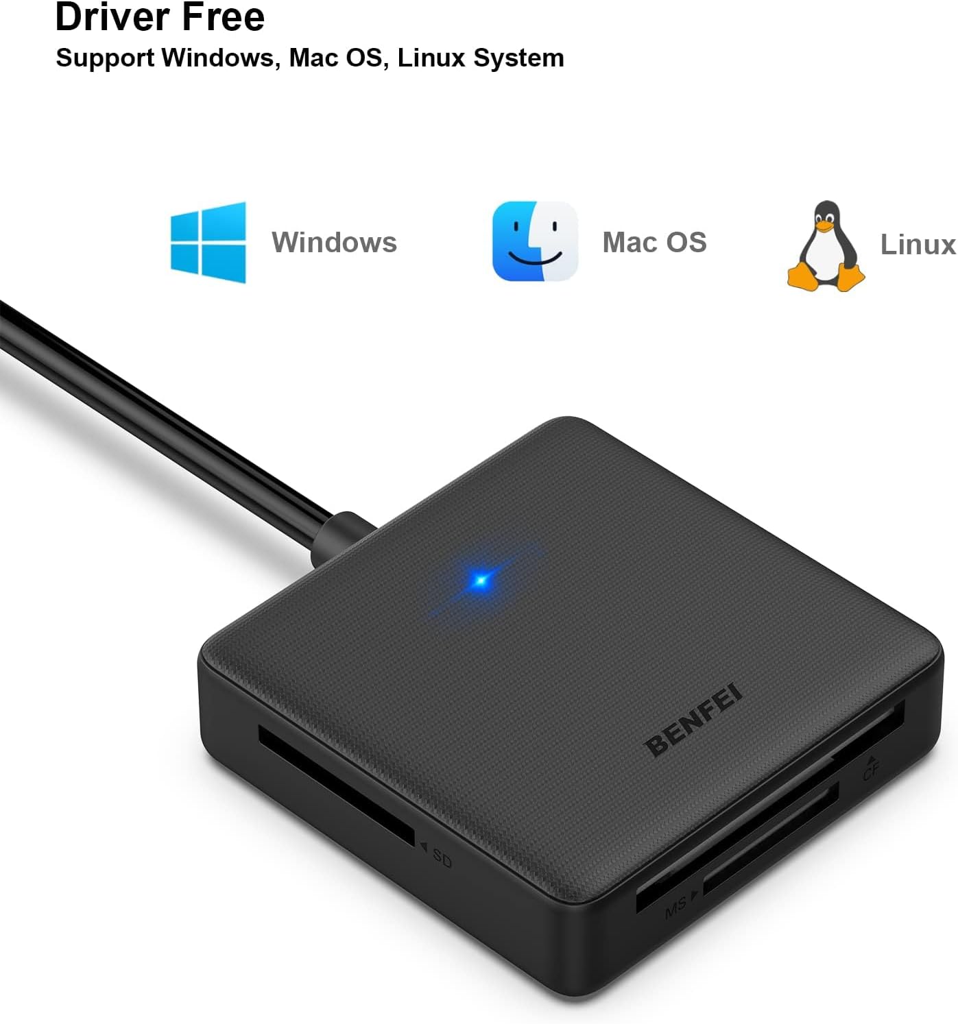 Memory Card Reader,  4In1 USB 3.0 and USB-C to SD Micro SD MS CF Card Reader Adapter, 4 Cards Simultaneously Read and Write, Compatible with Iphone 15 Series, Macbook Pro/Air 2023, and More