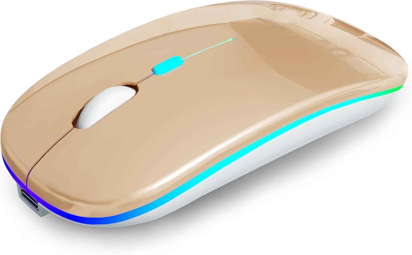 Wireless Bluetooth Mouse Rechargeable Laptop Mice with LED Use Portable(Bt5.2 and USB 2.4G) Dual Mode Connection Silent Slim Computer Mouse for Laptop/Ipad Tablet/Apple Macbook/Pc (Black)