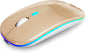 Wireless Bluetooth Mouse Rechargeable Laptop Mice with LED Use Portable(Bt5.2 and USB 2.4G) Dual Mode Connection Silent Slim Computer Mouse for Laptop/Ipad Tablet/Apple Macbook/Pc (Black)