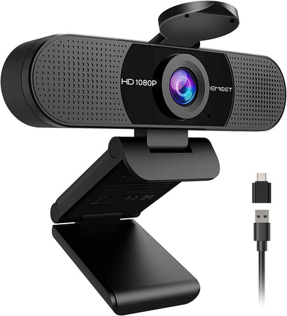 1080P Webcam with Microphone, C960 Web Cam, 2 Mics, 90° FOV, USB Type-A & A-To-C Adapter, Plug&Play Computer Camera for Online Calling, Zoom/Teams/Facetime, Switch 2 Camera Support, 2025 Version