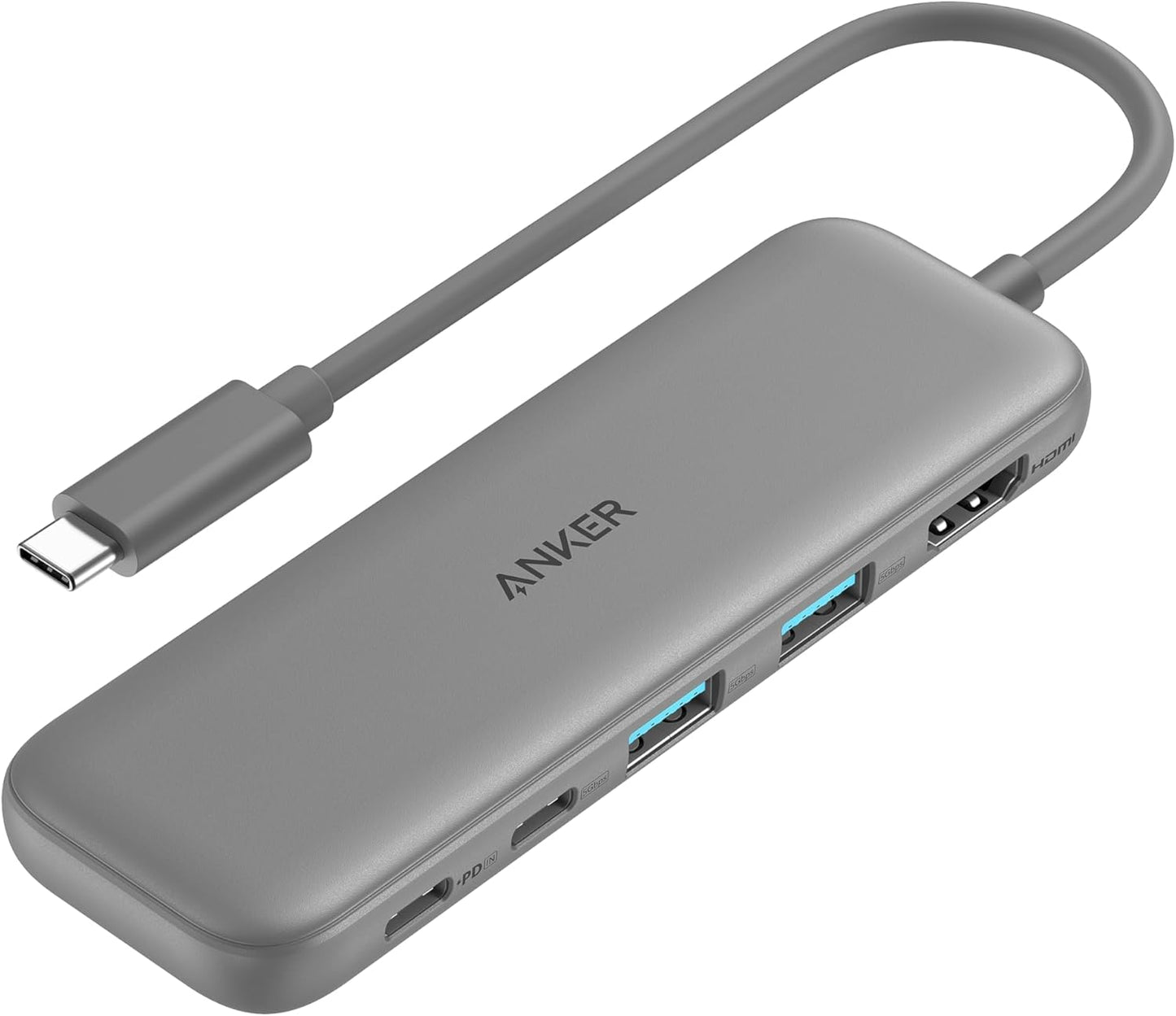 USB C Hub, 5-In-1 USBC to HDMI Splitter with 4K Display, 1 X Powered USB-C 5Gbps & 2×Powered USB-A 3.0 5Gbps Data Ports for Macbook Pro, Macbook Air, Dell and More