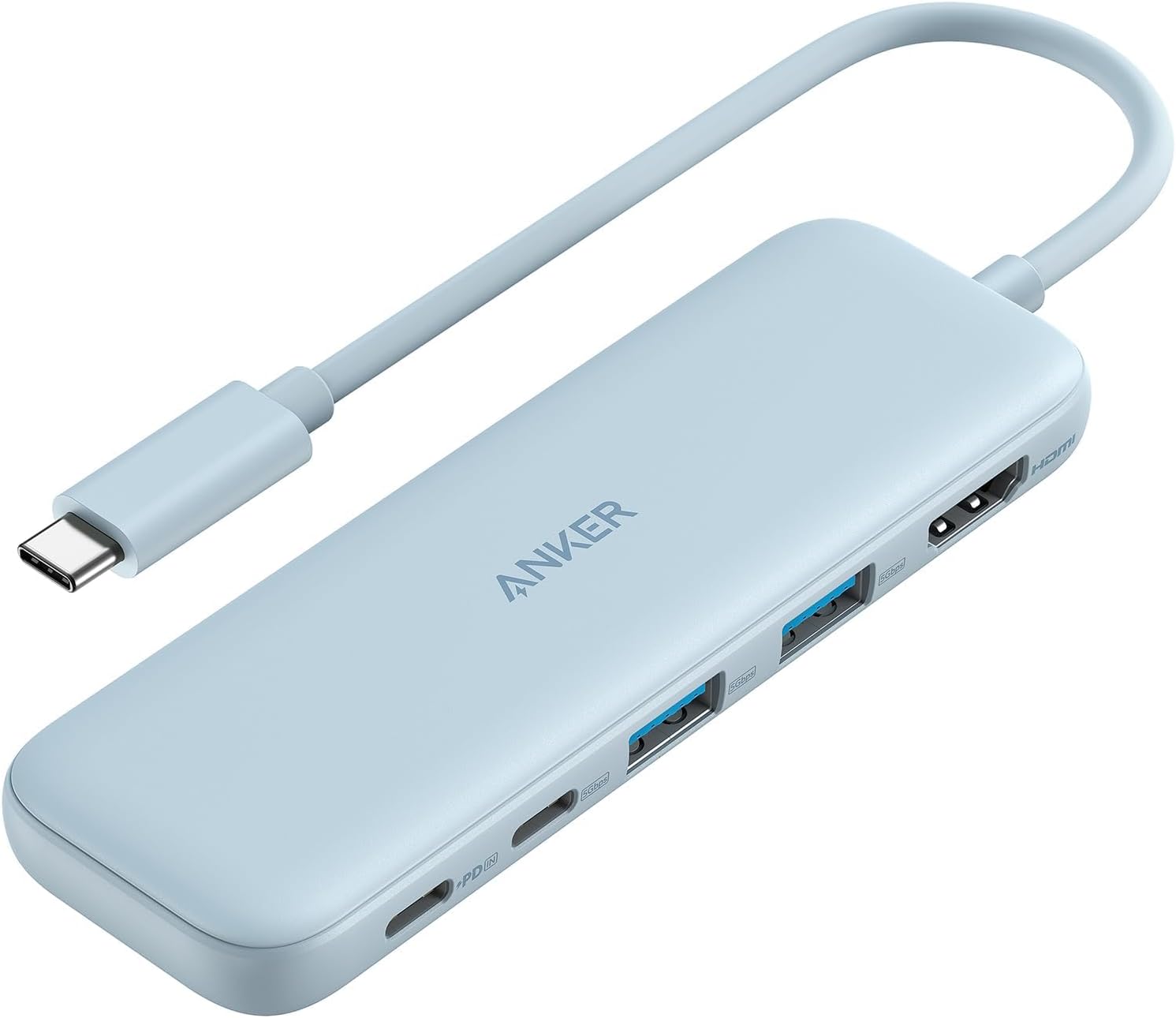 USB C Hub, 5-In-1 USBC to HDMI Splitter with 4K Display, 1 X Powered USB-C 5Gbps & 2×Powered USB-A 3.0 5Gbps Data Ports for Macbook Pro, Macbook Air, Dell and More