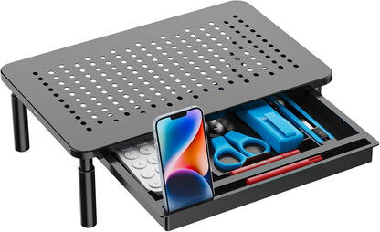 Computer Monitor Stand for Desk, Adjustable Laptop Riser, Desk Monitor Stand underneath Storage for Office, Home, School Supplies (STT003), 1 Pack, Black