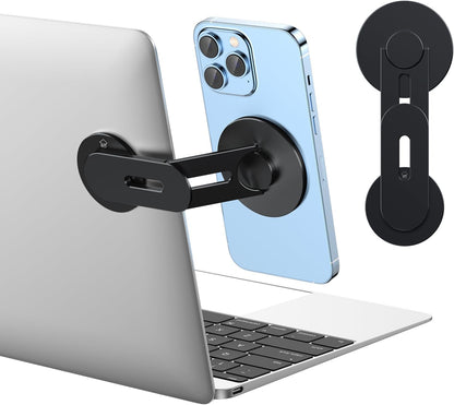 Magnetic Phone Holder for Laptop, Magsafe Laptop Phone Mount for Iphone 17/16/15/14/13/12 & All Phones, 180°Adjustable Magnetic Phone Holder for Tesla Monitor (Gray)