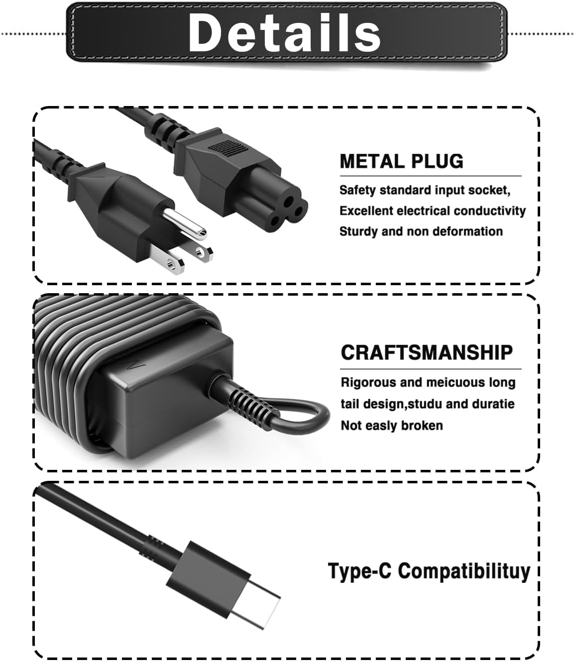 65W 45W USB C Laptop Charger Compatible with HP Elitebook 830 835 840 845 860 865 640 650 655 1040 G8 G9 G10 G11 Probook 440 445 450 455 460 465 G8 G9 G10 G11 Chromebook