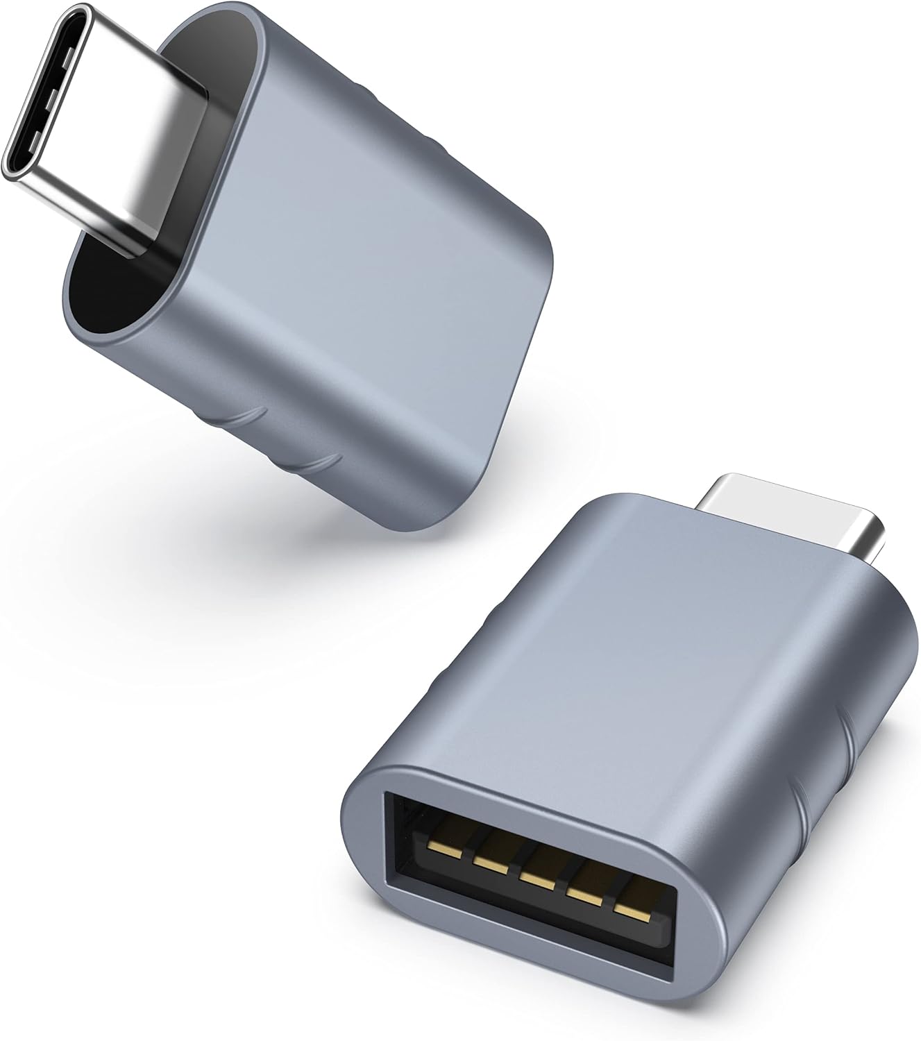 USB C to USB Adapter Pack of 2, USB 3.0 Female to Thunderbolt 4/3 Adapter Compatible with Macbook Pro Air 2024, Surface, Ipad, Iphone, Galaxy Notebook, XPS and More Type C Devices, Space Grey