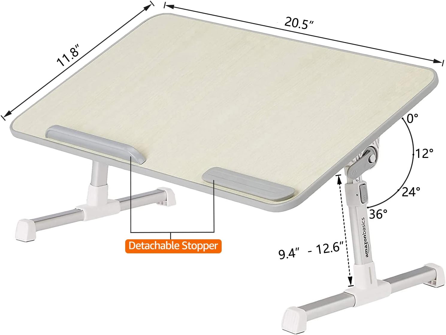 Adjustable Tray Table Lap Desk Fits up to 17-Inch Laptop, Medium, 12"X20", Cream