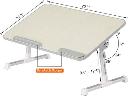 Adjustable Tray Table Lap Desk Fits up to 17-Inch Laptop, Medium, 12"X20", Cream