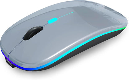 Wireless Bluetooth Mouse Rechargeable Laptop Mice with LED Use Portable(Bt5.2 and USB 2.4G) Dual Mode Connection Silent Slim Computer Mouse for Laptop/Ipad Tablet/Apple Macbook/Pc (Black)