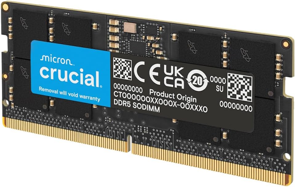 32GB DDR5 RAM Kit (2X16Gb), 5600Mhz (Or 5200Mhz or 4800Mhz) Laptop Memory 262-Pin SODIMM, Compatible with Intel Core and AMD Ryzen 7000, Black - CT2K16G56C46S5