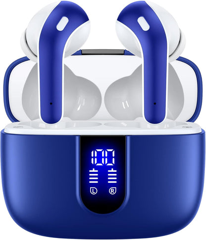 Bluetooth Headphones True Wireless Earbuds 60H Playback LED Power Display Earphones with Wireless Charging Case IPX5 Waterproof In-Ear Ear Buds with Mic for TV Smart Phone Laptop Computer Sports