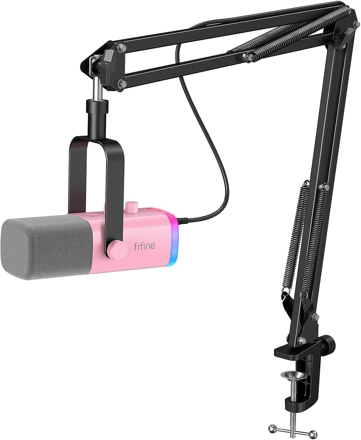 XLR/USB Gaming Microphone Set, Dynamic PC Mic for Streaming Podcasting, Computer RGB Mic Kit with Boom Arm Stand, Mute Button, Headphones Jack, for Recording Vocal Voice-Over-Ampligame AM8T