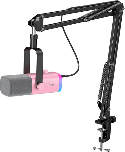 XLR/USB Gaming Microphone Set, Dynamic PC Mic for Streaming Podcasting, Computer RGB Mic Kit with Boom Arm Stand, Mute Button, Headphones Jack, for Recording Vocal Voice-Over-Ampligame AM8T
