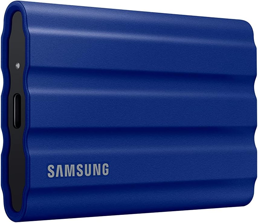 T7 Shield 2TB Portable SSD, USB 3.2 Gen2, Rugged, IP65 Rated, for Photographers, Content Creators and Gaming, External Solid State Drive (MU-PE2T0R/AM, 2022), Blue