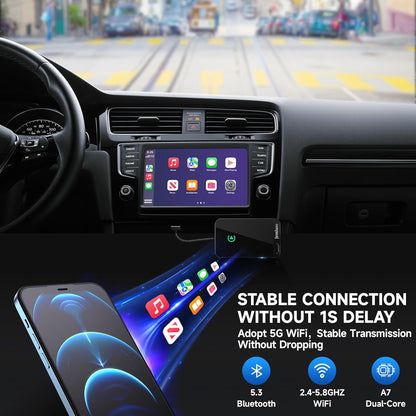 Wireless Carplay Adapter for Apple Iphone - Multi-User Seamless Connection for Convert Wired to Wireless Car Play Adapter - No Latency from Ios 10+ to Screen W/Usb C (All Black)