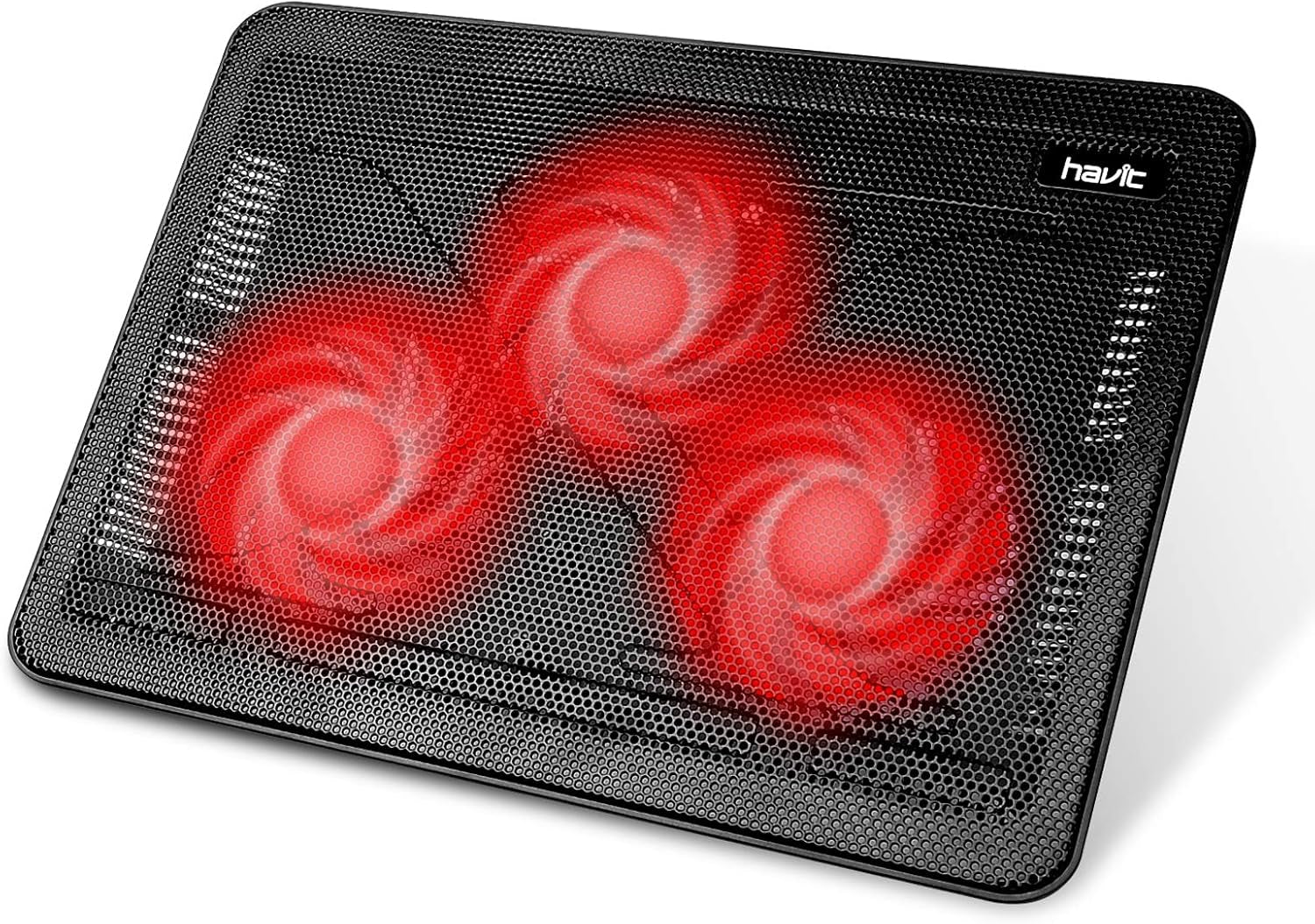 HV-F2056 15.6"-17" Laptop Cooler Cooling Pad - Slim Portable USB Powered (3 Fans), Black/Blue