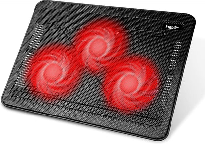 HV-F2056 15.6"-17" Laptop Cooler Cooling Pad - Slim Portable USB Powered (3 Fans), Black/Blue