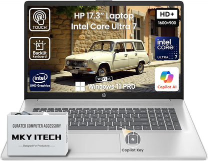 2026 HP 17 Inch Laptop Touchscreen Computer Notebook, 17.3 HD+ IPS Touch Screen Business Laptop AI PC, 15Th Gen Intel 12-Core Ultra 7, 40GB DDR5 RAM 2TB SSD | Windows 11 Pro | Backlit 10-Key | Wi-Fi 6