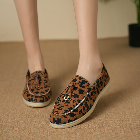 Leopard Print Casual Slip-on Pumps British Style Single-layer Shoes