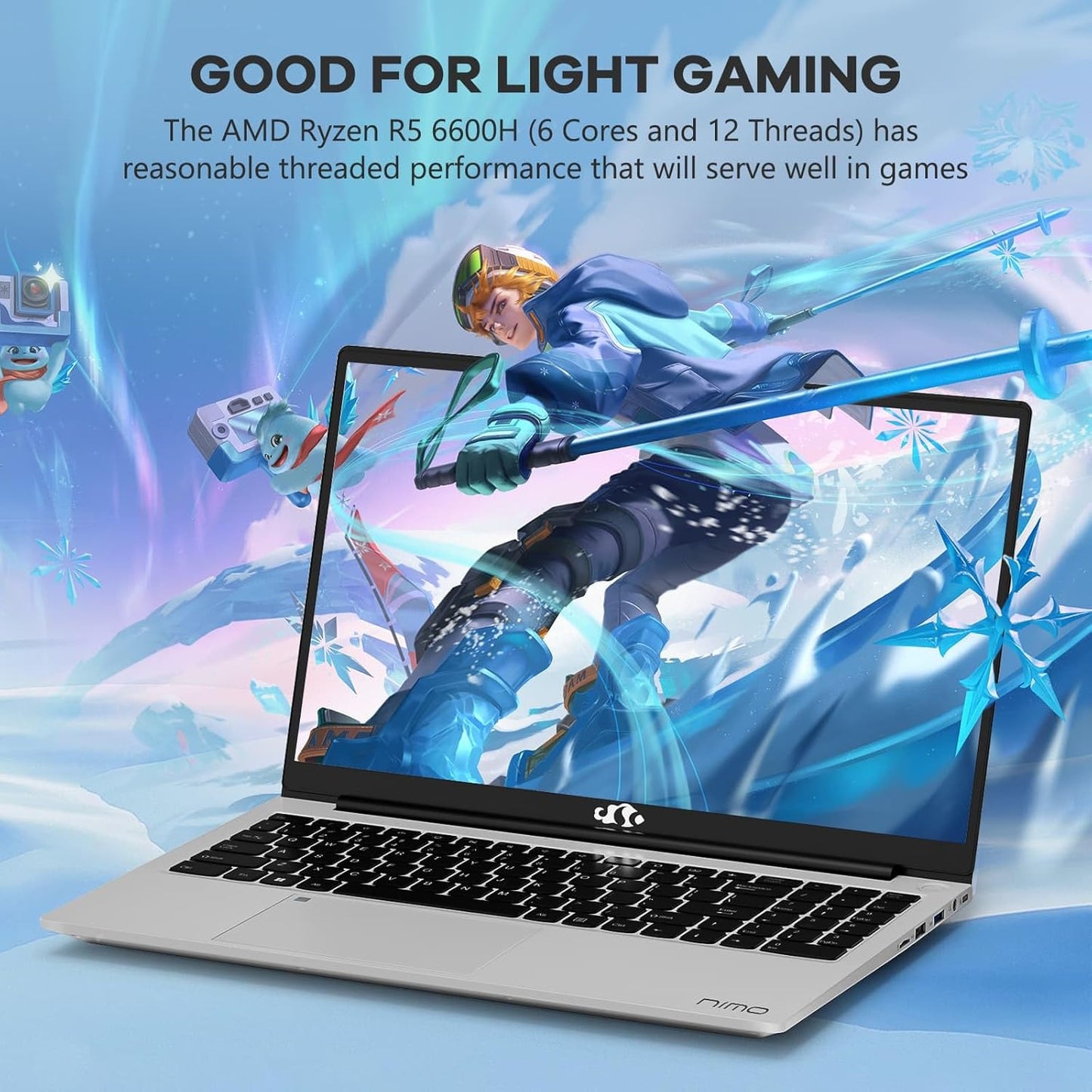 15.6" IPS Fhd-Gaming-Laptop, AMD Ryzen 5 6600H 32GB DDR5 RAM 1TB SSD (Beat I7-1165G7, 6 Cores up to 4.5Ghz) AMD Radeon 660M GPU 100W USB-C PD Fast Charger Backlit Keyboard Fingerprint