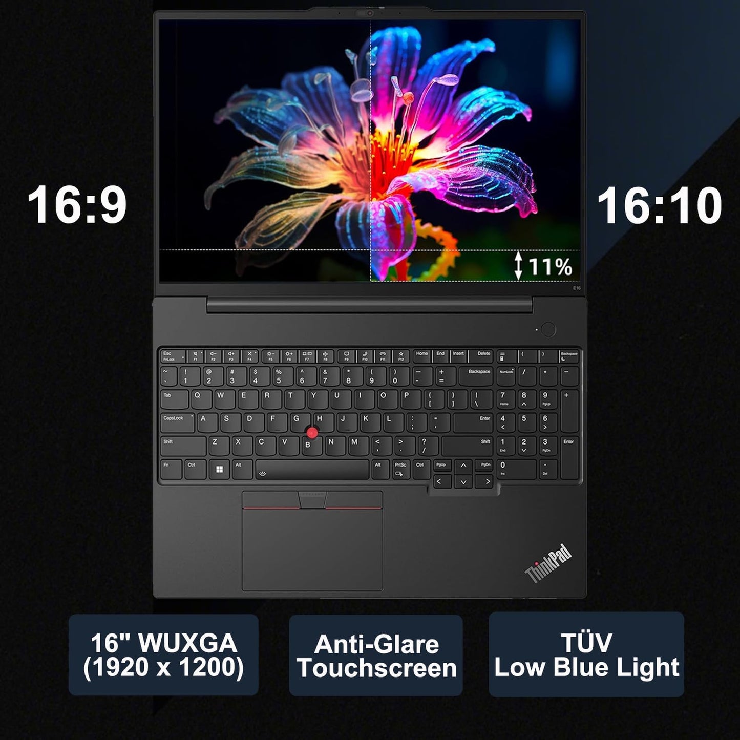 Lenovo Thinkpad E16 Gen 2 Business Laptop (16" FHD+ Touchscreen, AMD Ryzen 5 7535U (> Intel I7-1255U), 16GB DDR5 RAM, 512GB SSD) Fingerprint Reader, Webcam, Ethernet, Win 11 Pro W/ Copilot, Black