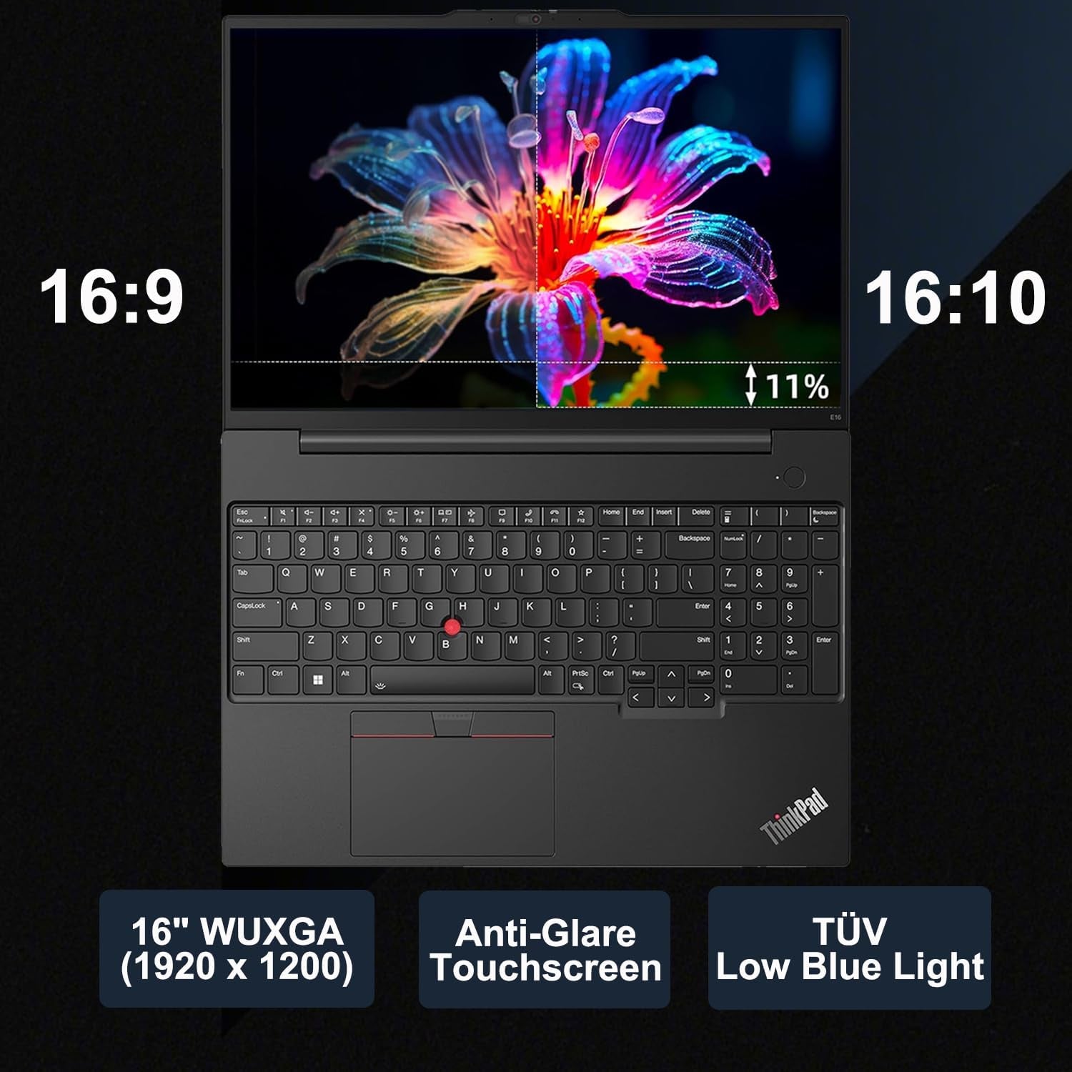 Lenovo Thinkpad E16 Gen 2 Business Laptop (16" FHD+ Touchscreen, AMD Ryzen 5 7535U (> Intel I7-1255U), 16GB DDR5 RAM, 512GB SSD) Fingerprint Reader, Webcam, Ethernet, Win 11 Pro W/ Copilot, Black