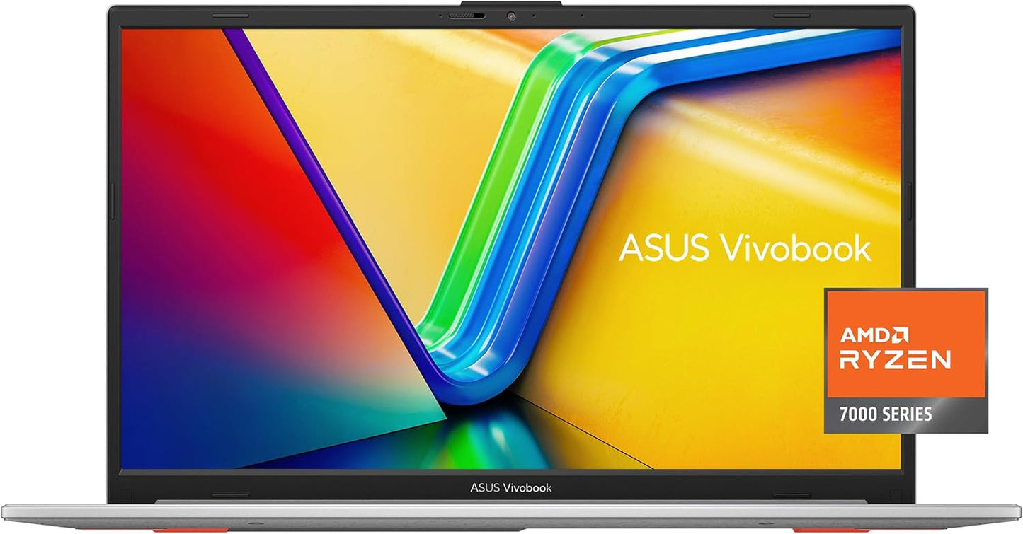 Vivobook Go 15.6” Slim Laptop, AMD Ryzen 5 7520U, 8GB, 512GB, Windows 11 Home, Cool Silver, Military Grade Durability, Fast Charging, Webcam Shield, E1504FA-AS54
