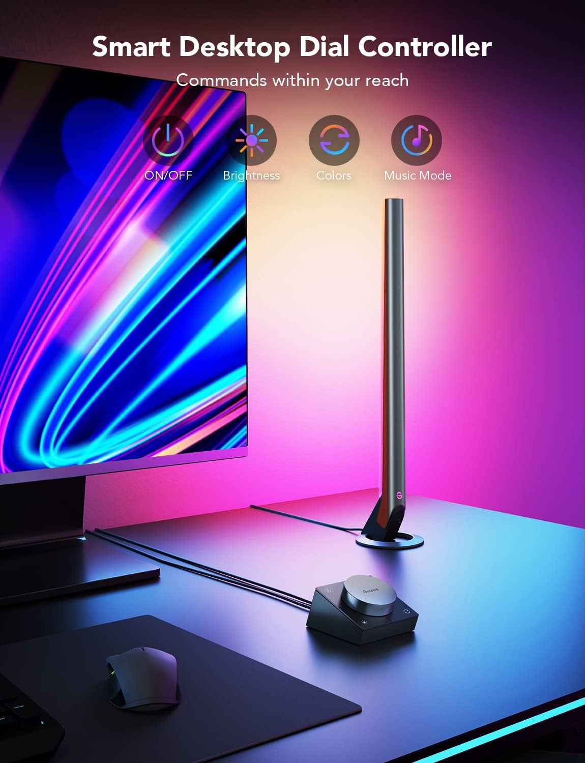 RGBIC Gaming Light Bars H6047 with Smart Controller, Wi-Fi Smart LED Gaming Lights with Music Modes and 60+ Scene Modes Built, Works with Alexa & Google Assistant, Game Room Lights Decor